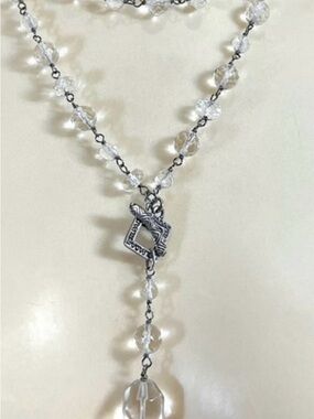 SILPADA Sterling Silver and Rock Quartz Crystal Long Lariat Style Necklace